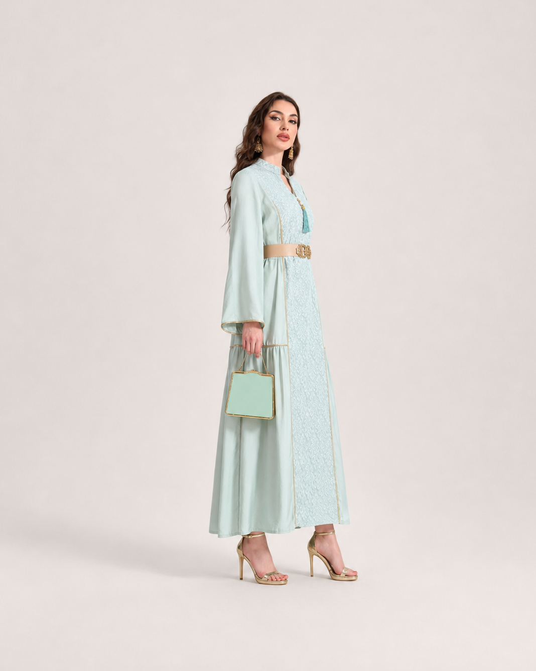 Textured Belted Abaya JILBAYA