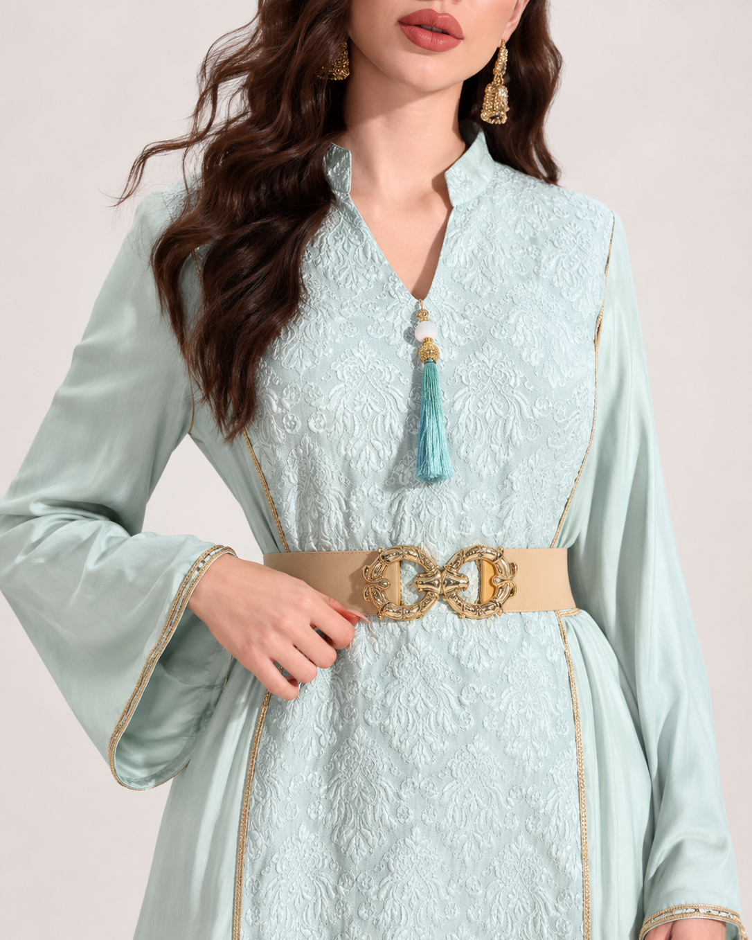 Textured Belted Abaya JILBAYA