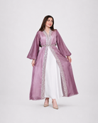 Satin Embroidered Open Set with Belt JILBAYA