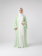 Satin Bubble Sleeve Kimono Open Abaya JILBAYA