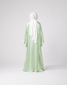 Satin Bubble Sleeve Kimono Open Abaya JILBAYA
