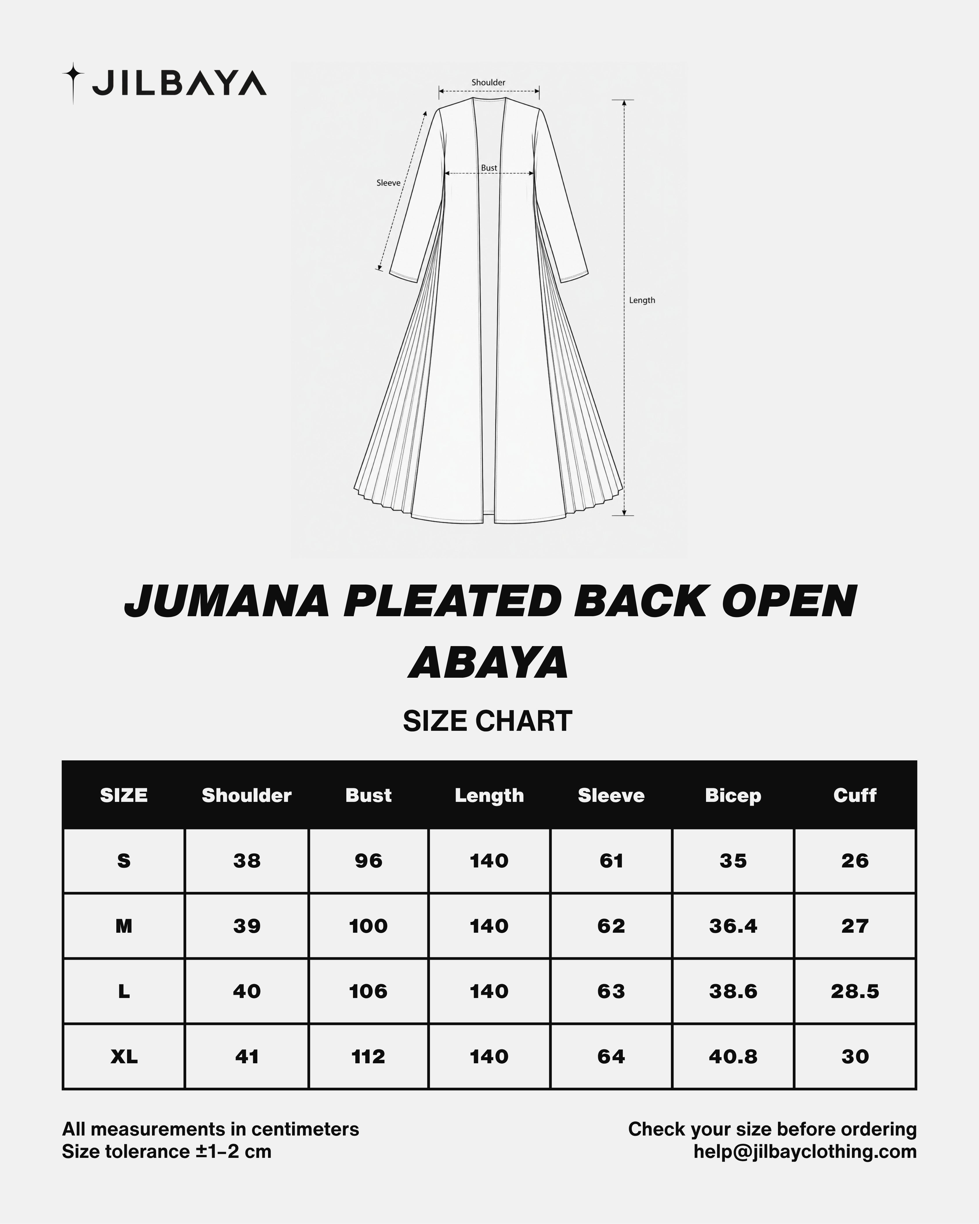 Jumana Pleated Back Open Abaya JILBAYA