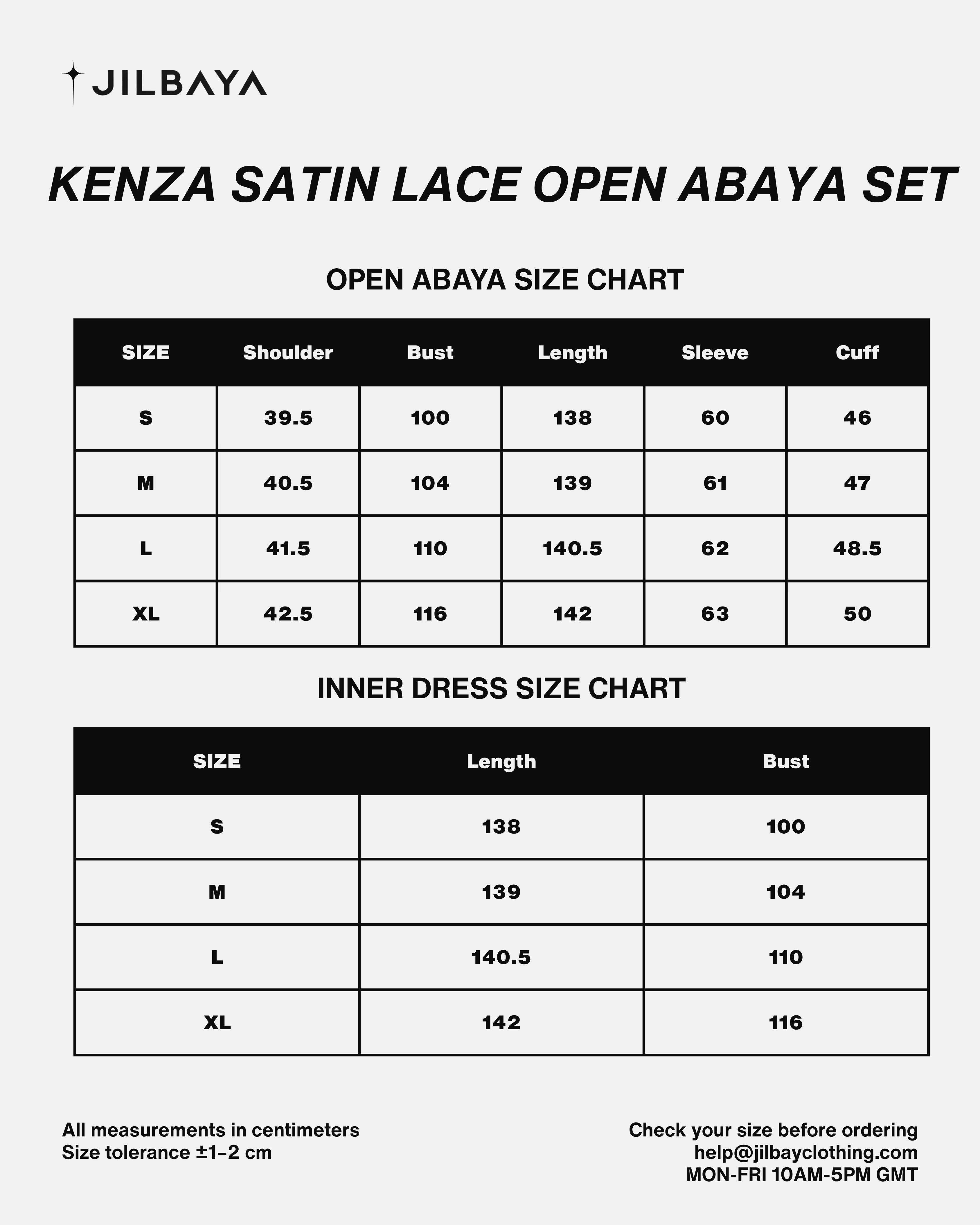 Kenza Satin Lace Open Abaya Set JILBAYA