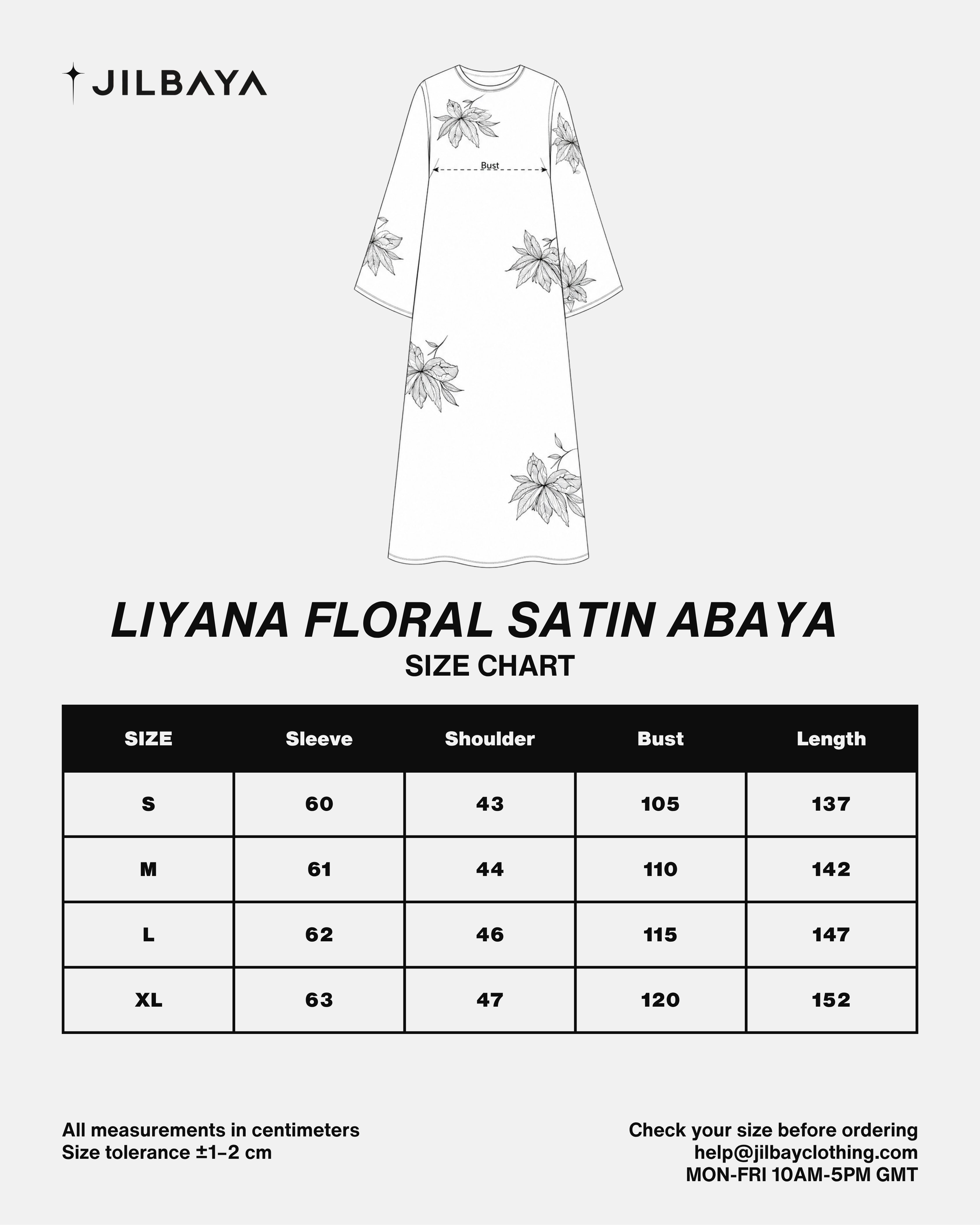 Liyana Floral Satin Abaya JILBAYA