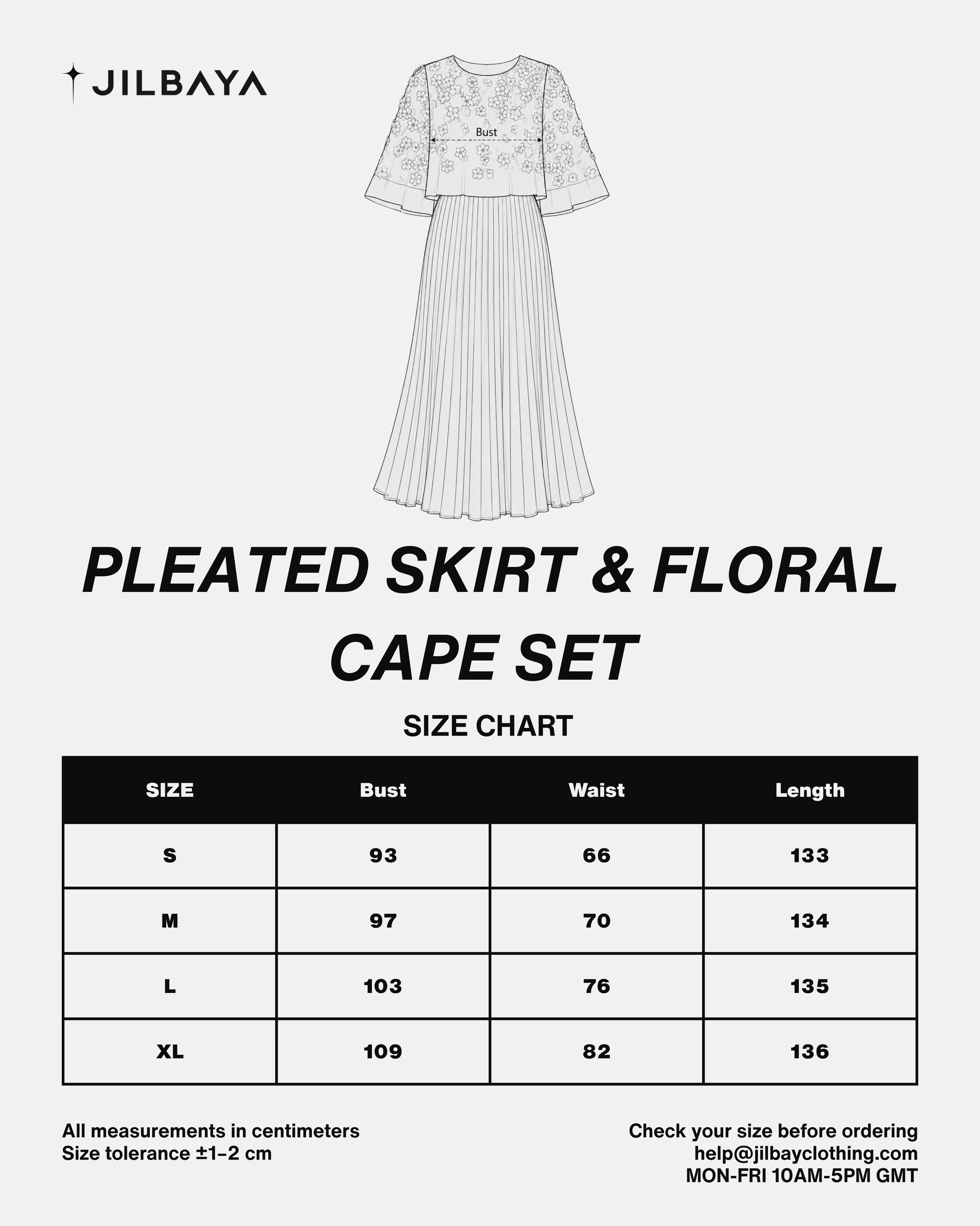 Pleated Skirt & Floral Cape Set JILBAYA