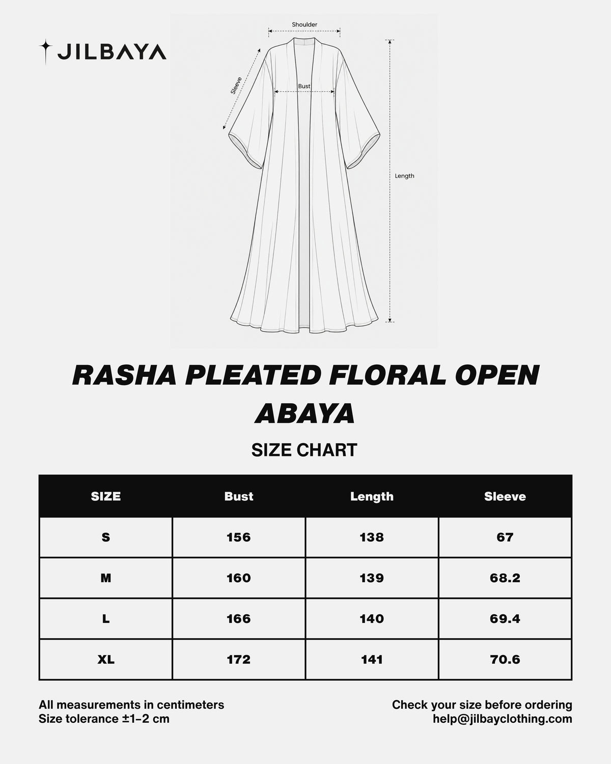 Rasha Pleated Floral Open Abaya JILBAYA