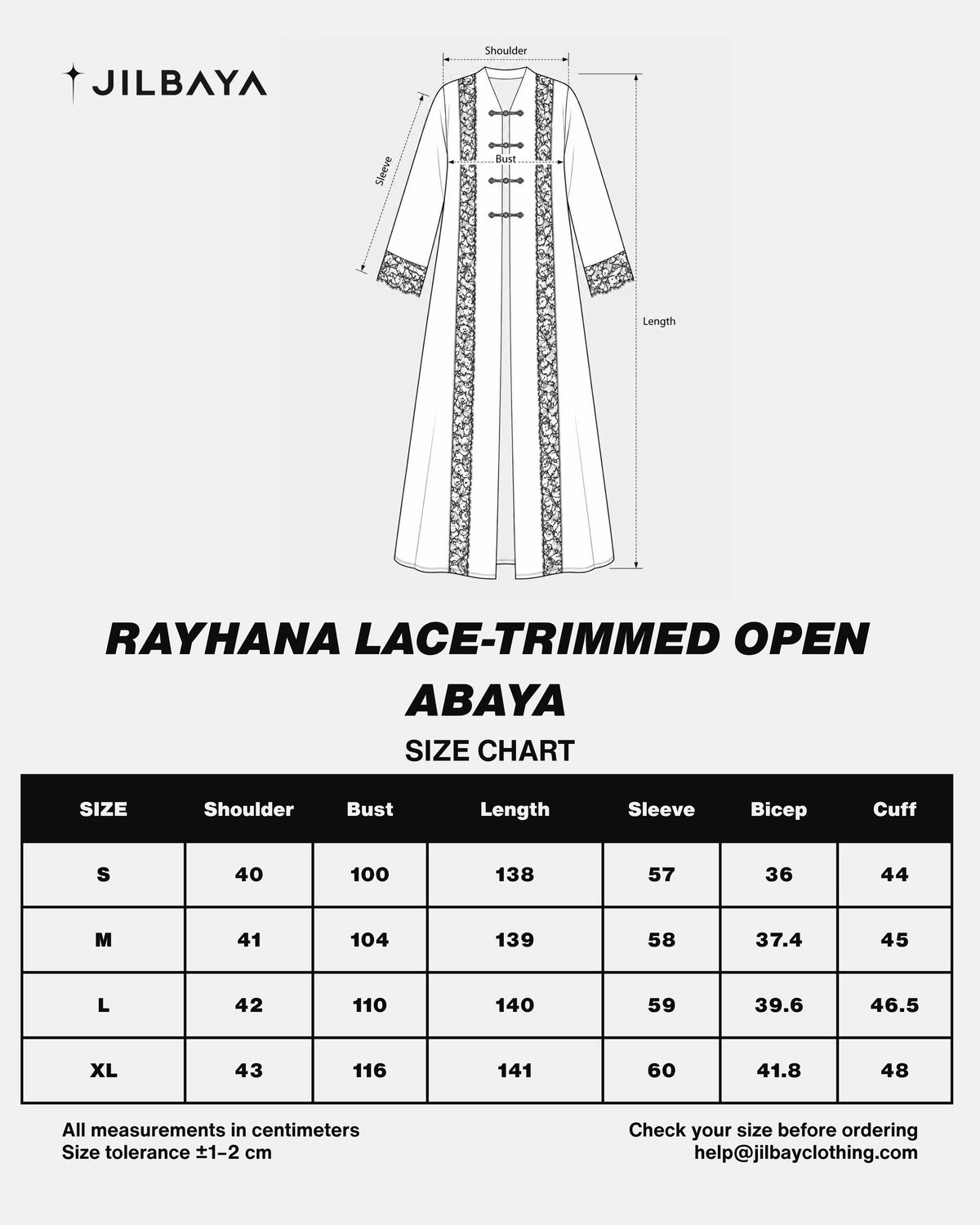 Rayhana Lace-Trimmed Open Abaya JILBAYA
