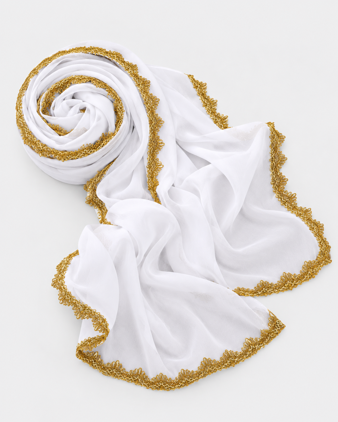 Chiffon Hijab with Gold Lace Edge JILBAYA