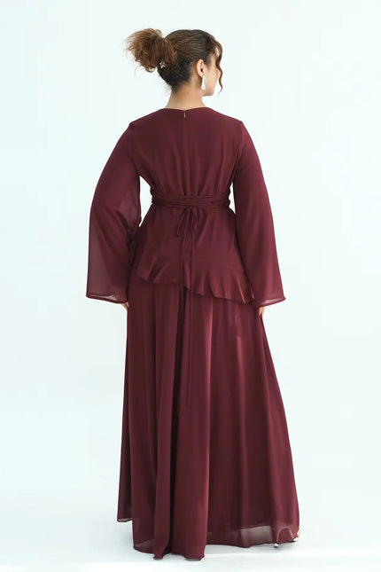 Chiffon Long Sleeve Dress Elegant Slim Fit JILBAYA