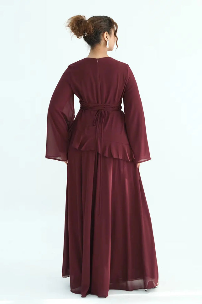 Chiffon Long Sleeve Dress Elegant Slim Fit JILBAYA