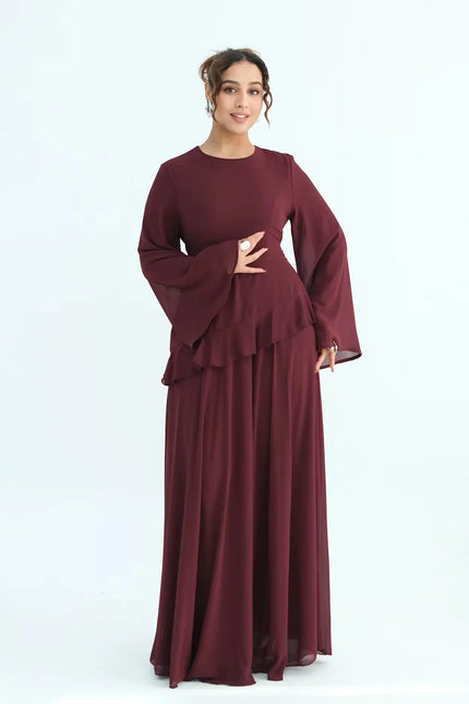 Chiffon Long Sleeve Dress Elegant Slim Fit JILBAYA