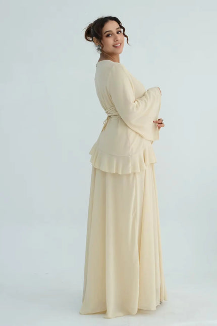 Chiffon Long Sleeve Dress Elegant Slim Fit JILBAYA