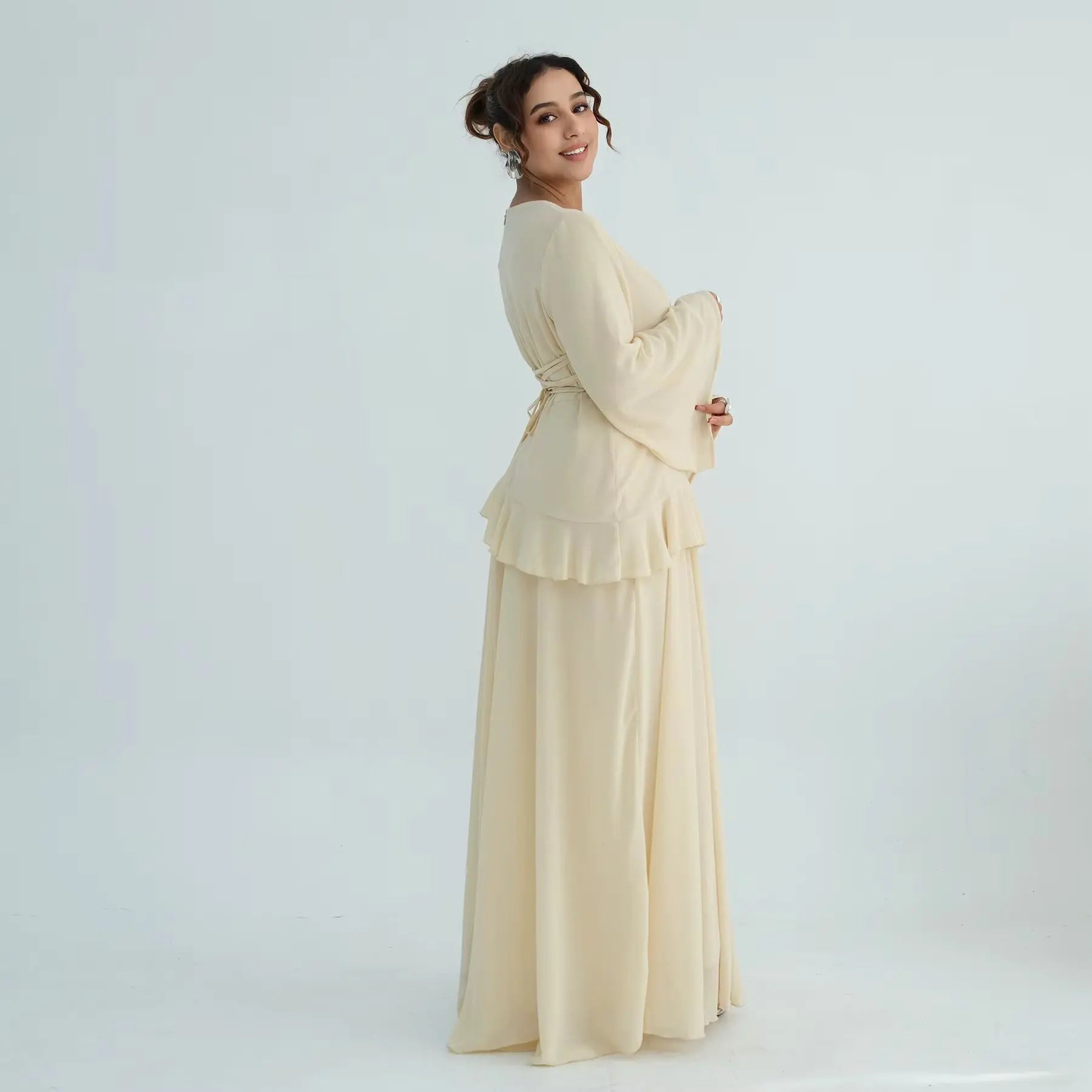 Chiffon Long Sleeve Dress Elegant Slim Fit JILBAYA