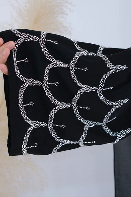 Abaya with Beaded Embroidered Cuffs JILBAYA