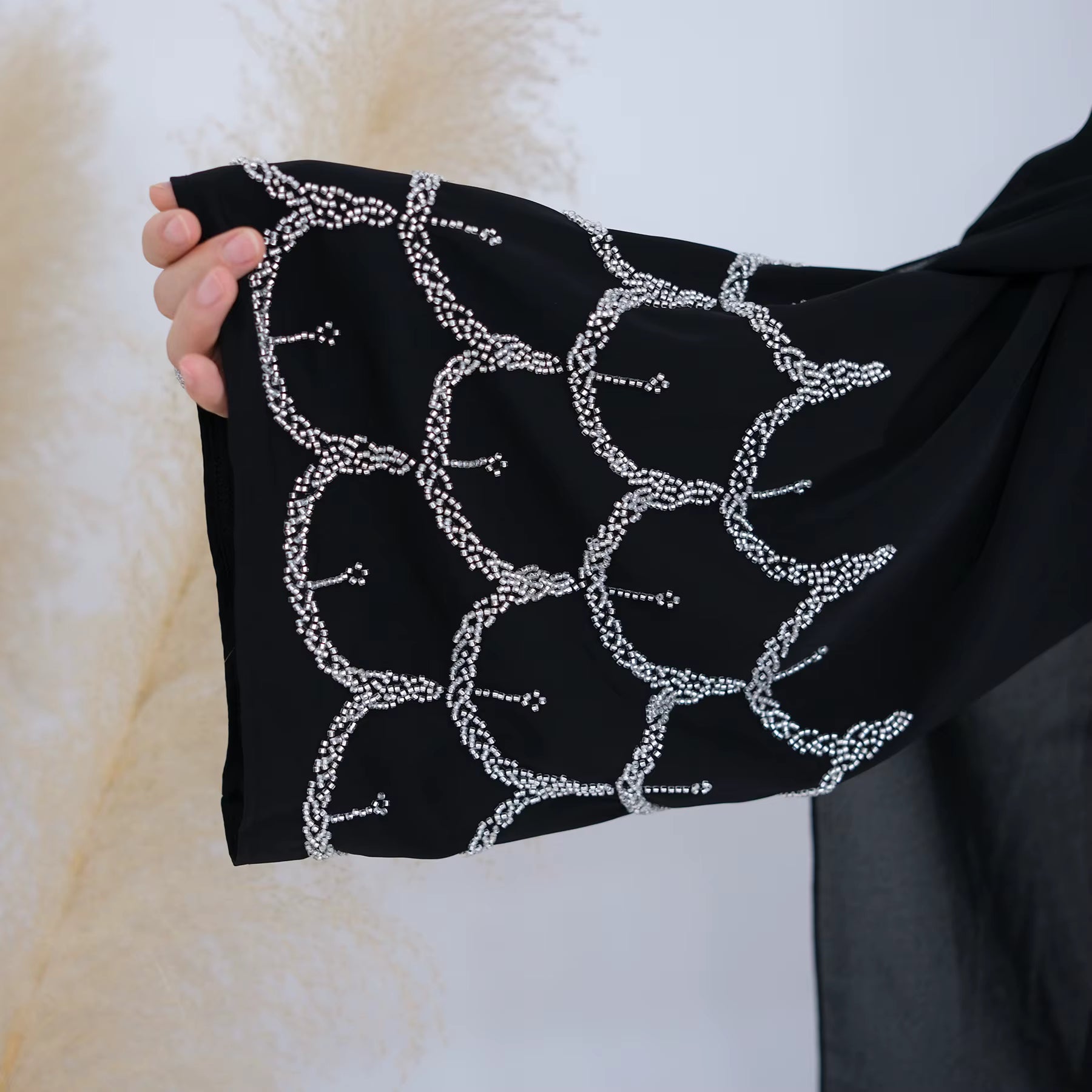 Abaya with Beaded Embroidered Cuffs JILBAYA