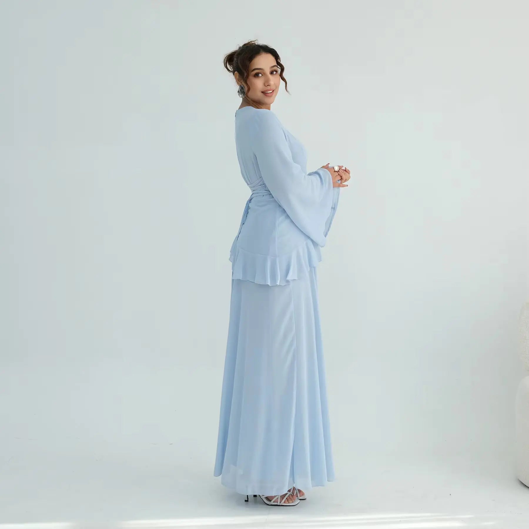 Chiffon Long Sleeve Dress Elegant Slim Fit JILBAYA