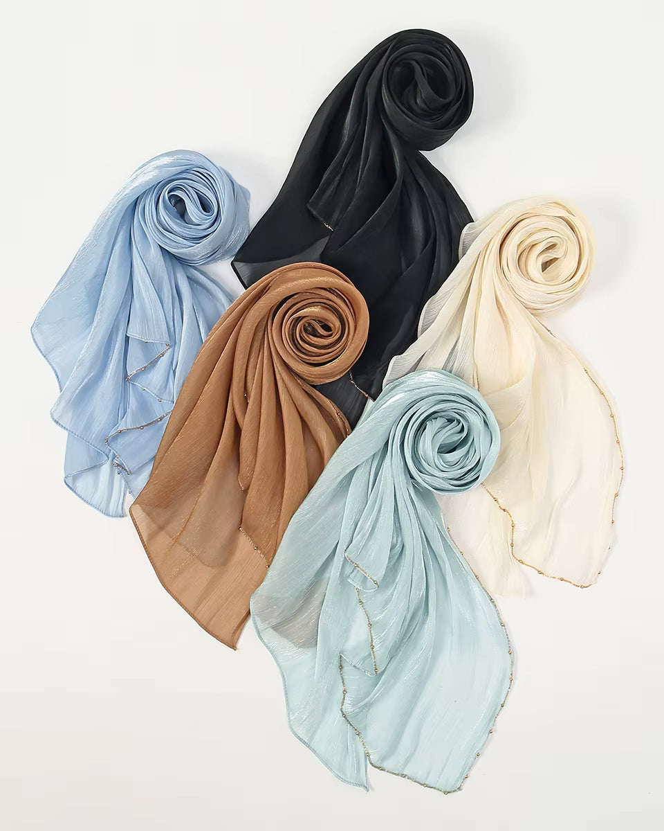 Chiffon Gold Beaded Hijab JILBAYA