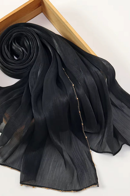 Chiffon Gold Beaded Hijab JILBAYA