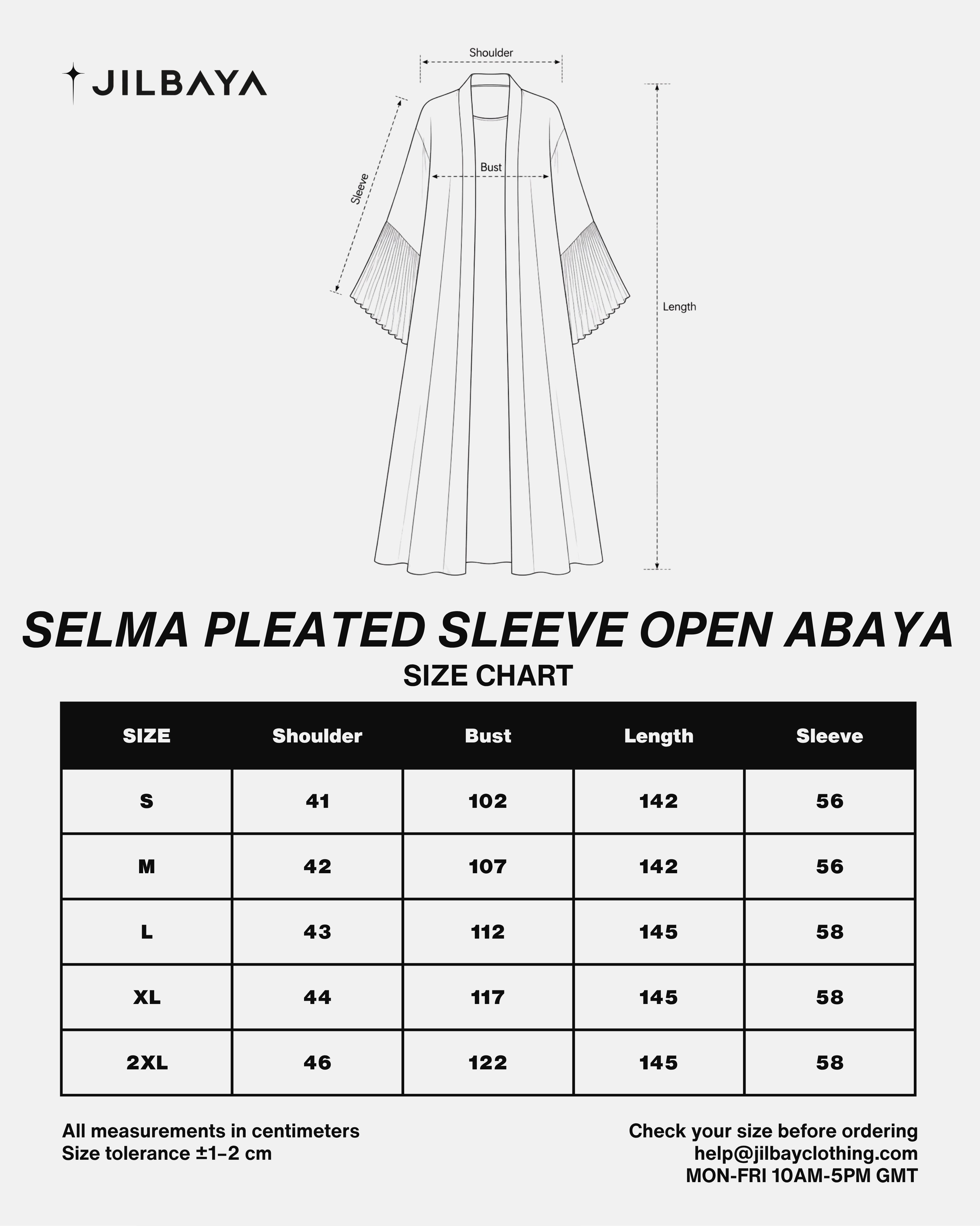 Selma Pleated Sleeve Open Abaya JILBAYA