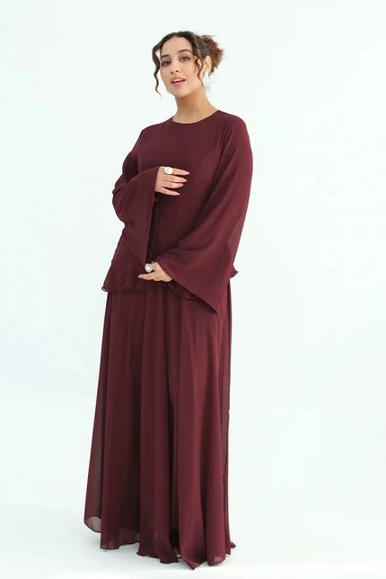 Chiffon Long Sleeve Dress Elegant Slim Fit JILBAYA