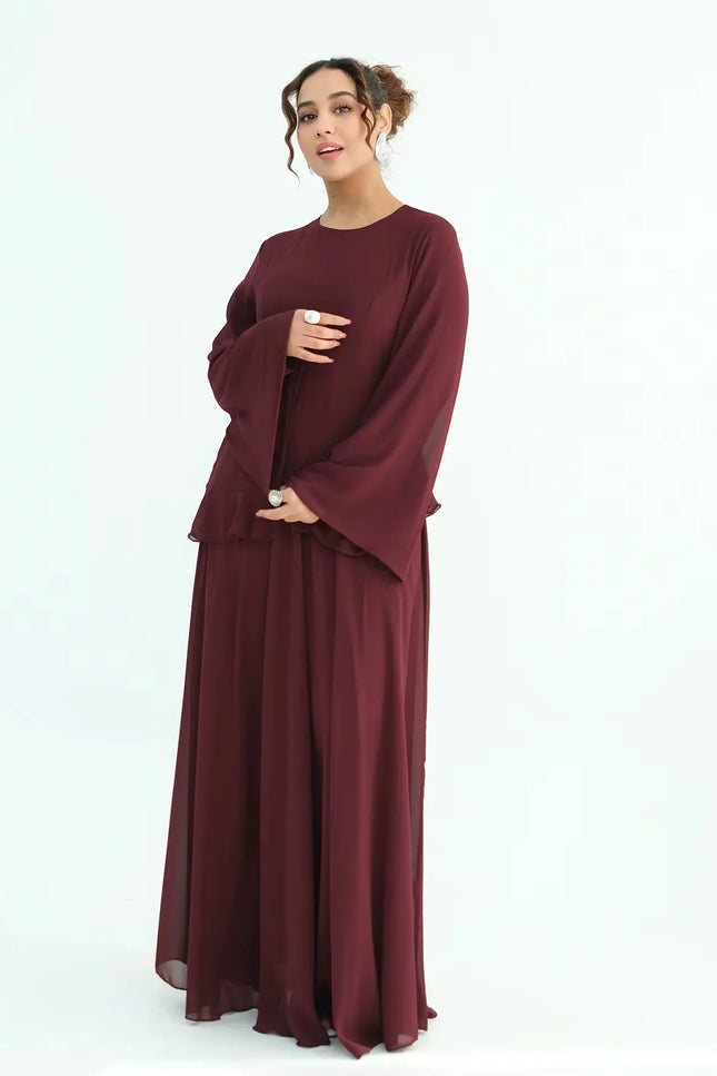 Chiffon Long Sleeve Dress Elegant Slim Fit JILBAYA