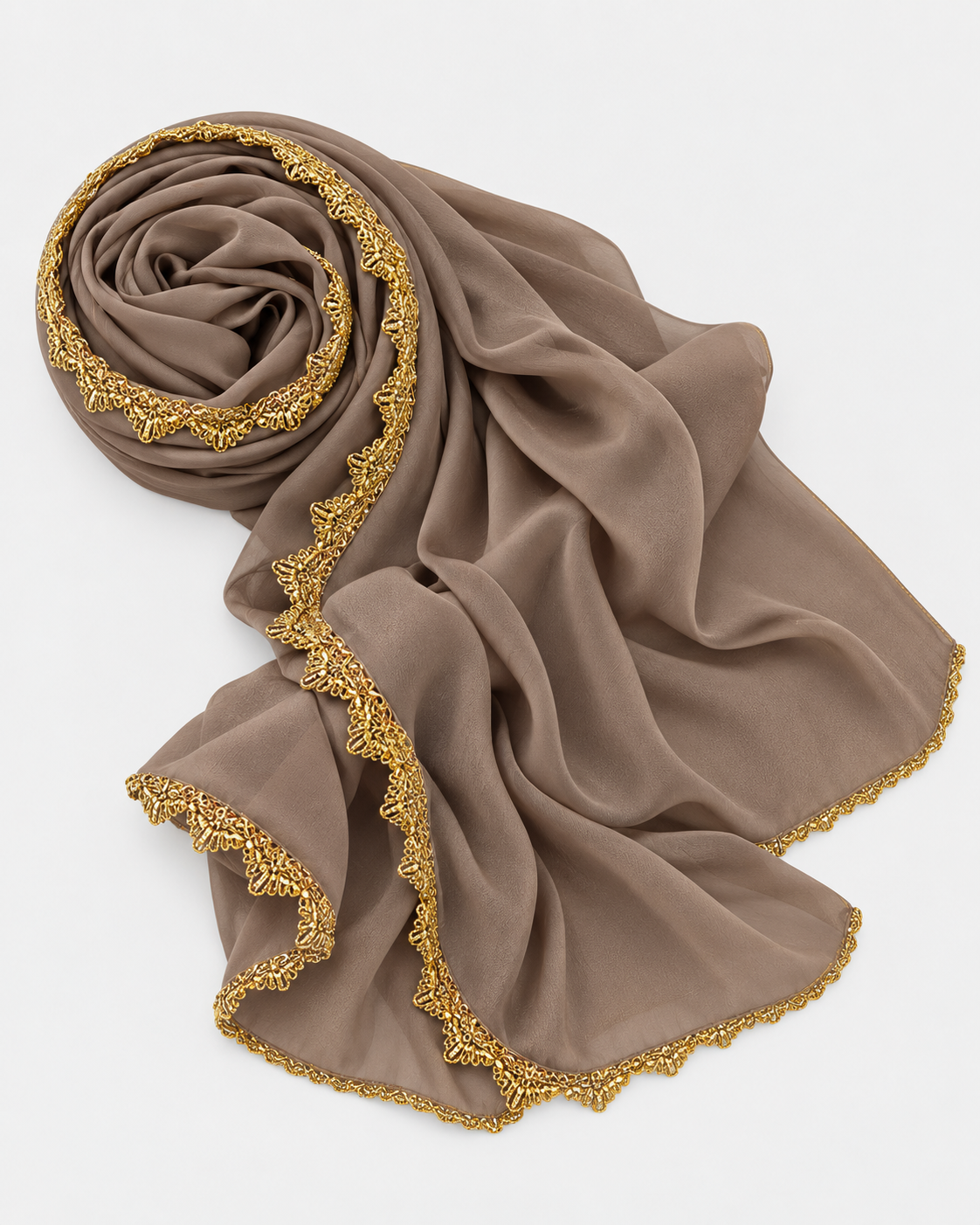 Chiffon Hijab with Gold Lace Edge JILBAYA