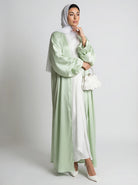 Satin Bubble Sleeve Kimono Open Abaya JILBAYA