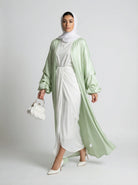 Satin Bubble Sleeve Kimono Open Abaya JILBAYA