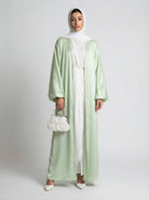 Satin Bubble Sleeve Kimono Open Abaya JILBAYA