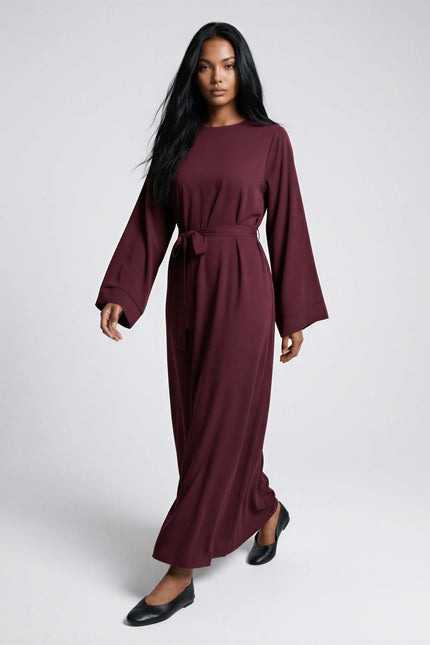 Classic Nida Abaya Dress Full Length with Belt JILBAYA