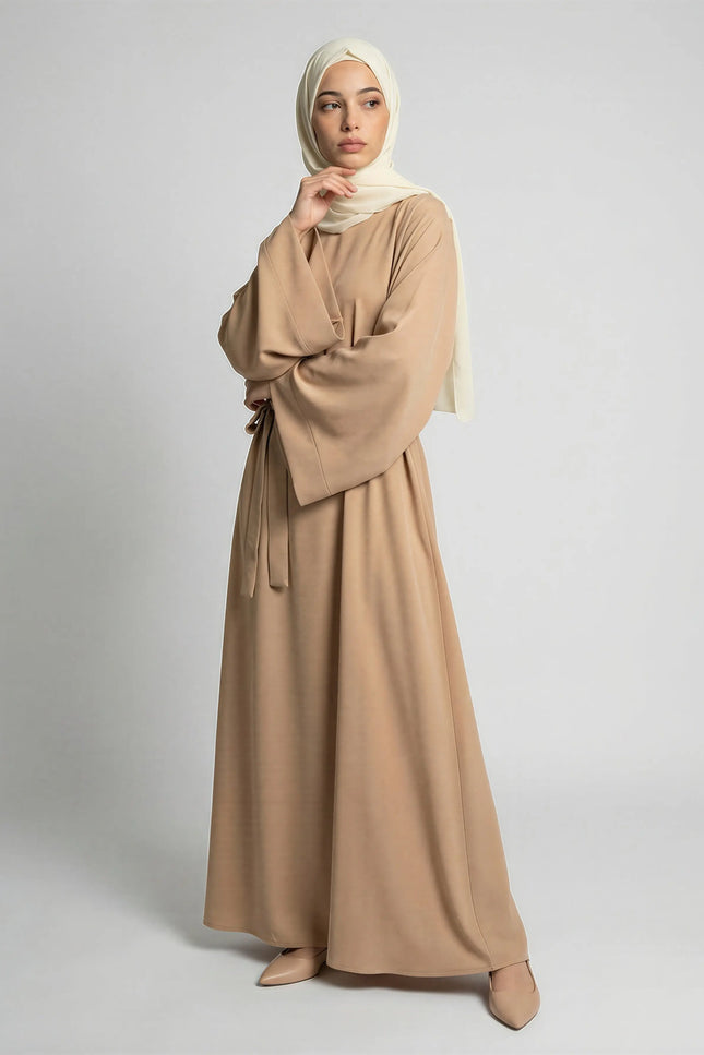 Classic Nida Abaya Dress Full Length with Belt JILBAYA