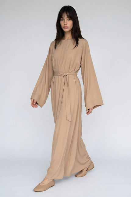 Classic Nida Abaya Dress Full Length with Belt JILBAYA