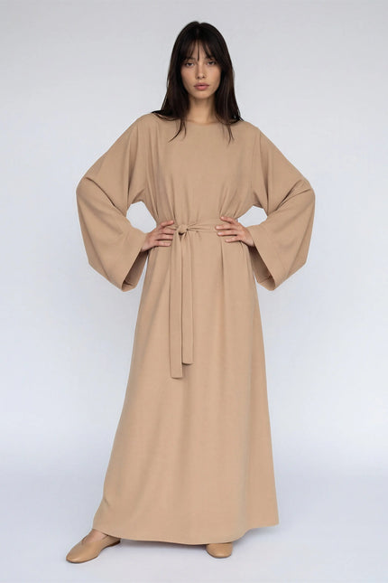 Classic Nida Abaya Dress Full Length with Belt JILBAYA
