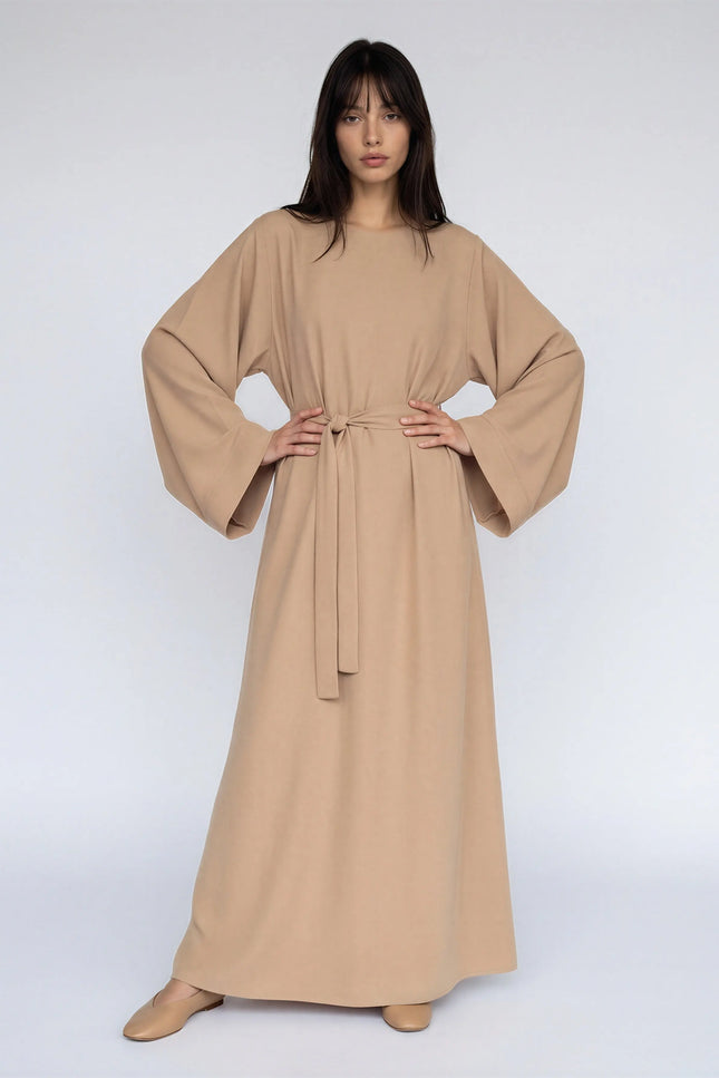 Classic Nida Abaya Dress Full Length with Belt JILBAYA