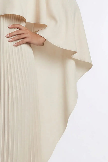 High Waist Pleated Batwing Sleeve Draped Dress JILBAYA