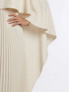 High Waist Pleated Batwing Sleeve Draped Dress JILBAYA