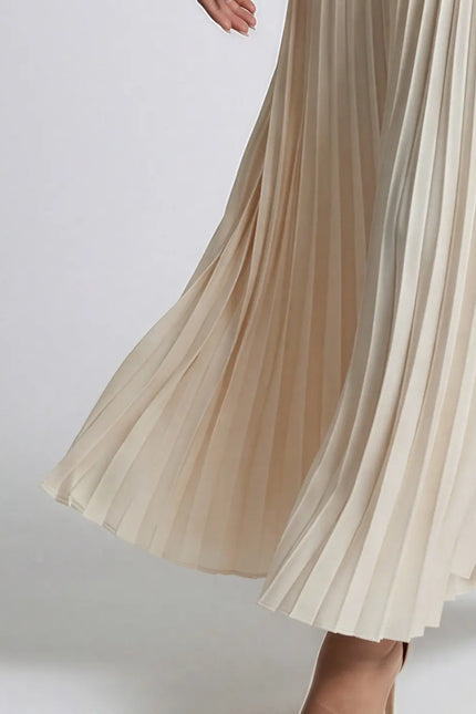 High Waist Pleated Batwing Sleeve Draped Dress JILBAYA