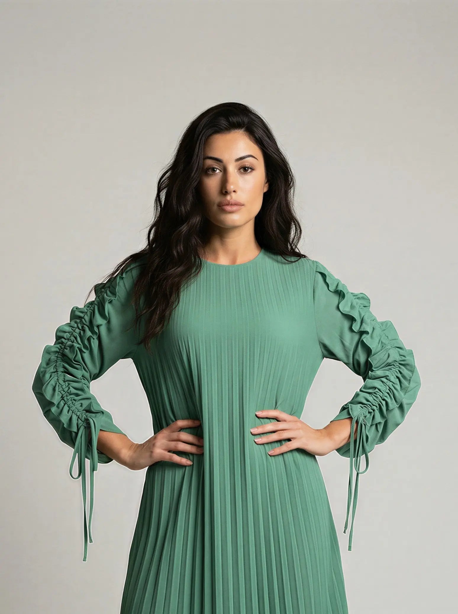 Full Sleeve Pleated Sundress JILBAYA