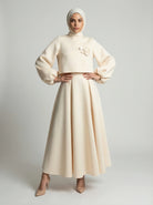 Elegant Lantern Sleeve Top & Skirt Set JILBAYA