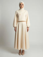 Elegant Lantern Sleeve Top & Skirt Set JILBAYA