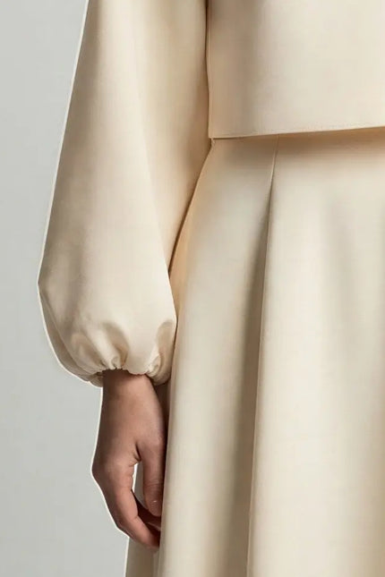 Elegant Lantern Sleeve Top & Skirt Set JILBAYA