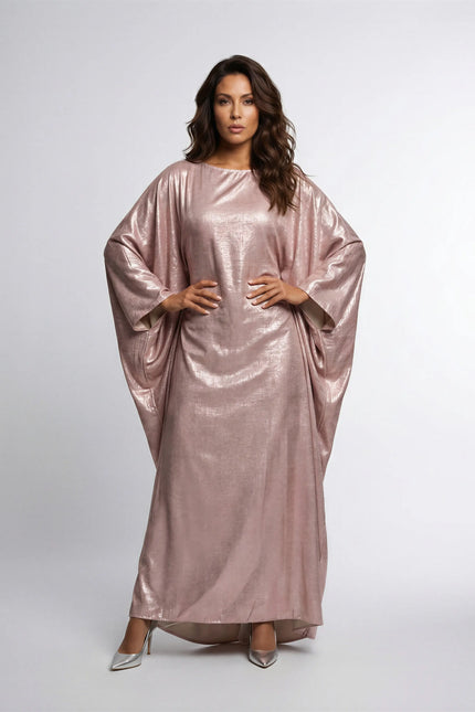 Shiny Modest Kaftan Dress with Tie Belt JILBAYA