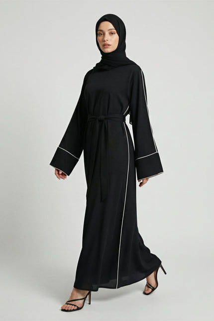 Silk Velvet Contrast Line Abaya JILBAYA