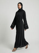 Silk Velvet Contrast Line Abaya JILBAYA