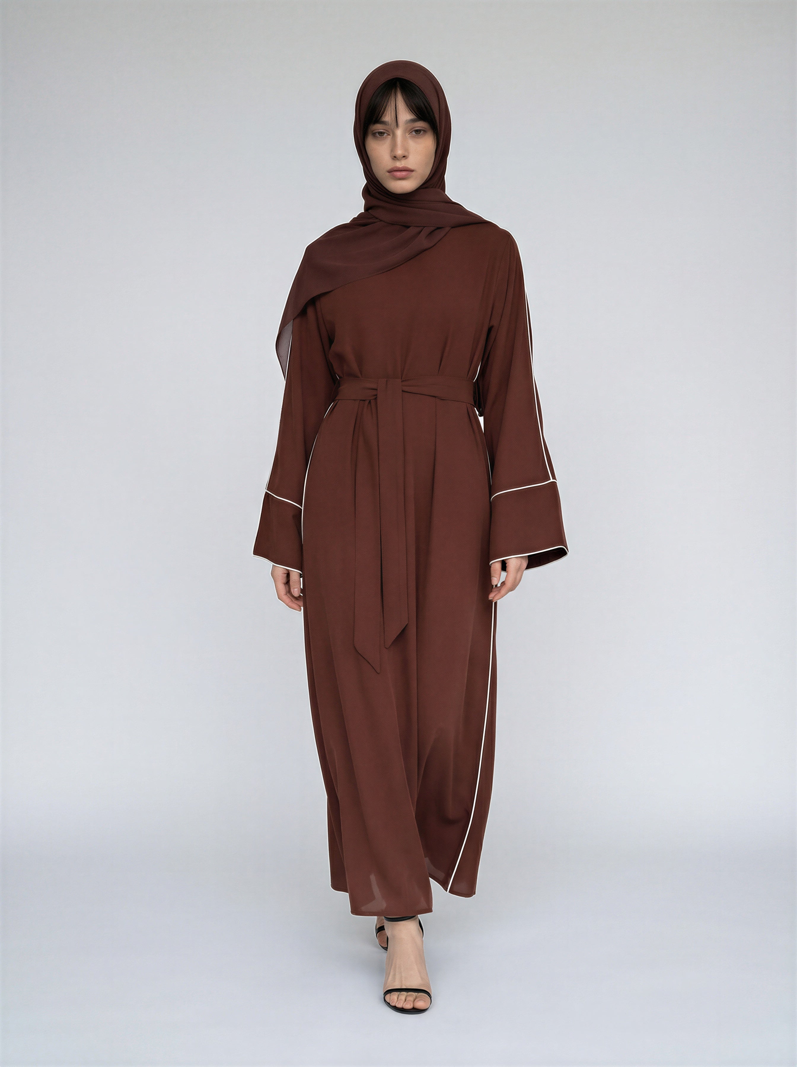 Silk Velvet Contrast Line Abaya JILBAYA