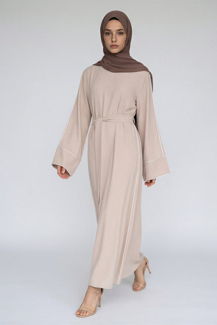 Silk Velvet Contrast Line Abaya JILBAYA