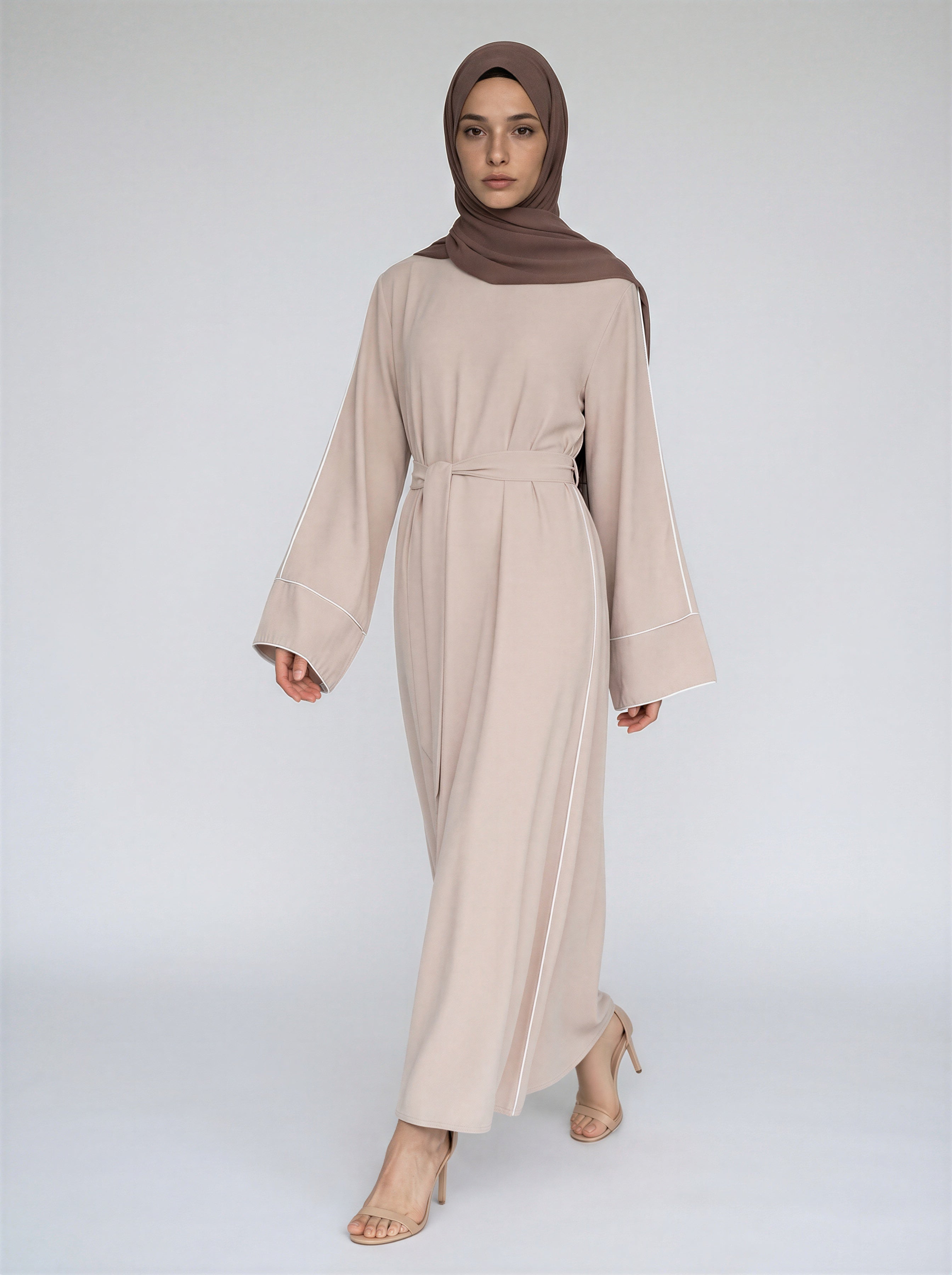 Silk Velvet Contrast Line Abaya JILBAYA
