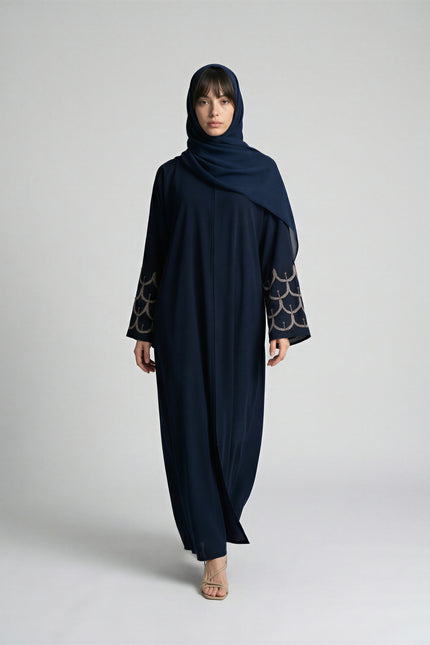 Abaya with Beaded Embroidered Cuffs JILBAYA