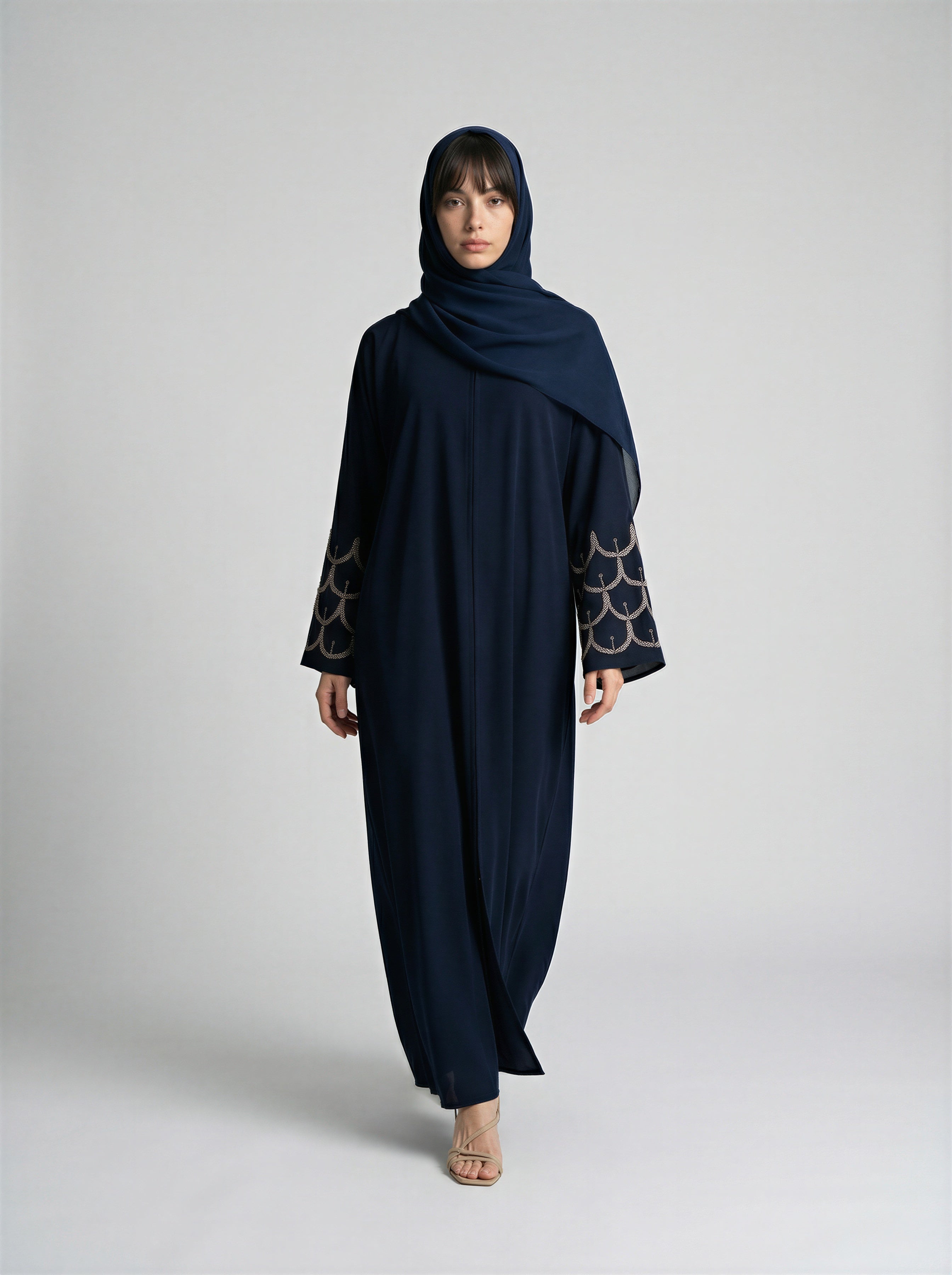 Abaya with Beaded Embroidered Cuffs JILBAYA