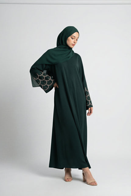 Abaya with Beaded Embroidered Cuffs JILBAYA